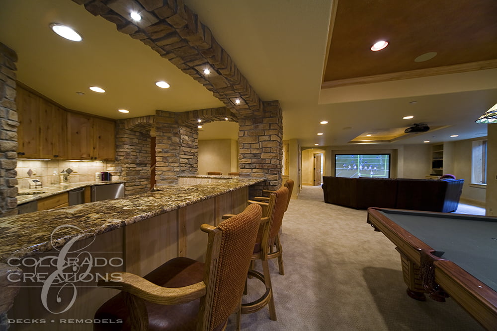 Castle Pines Village Basement Bar Wineroom Remodel Colorado Creations