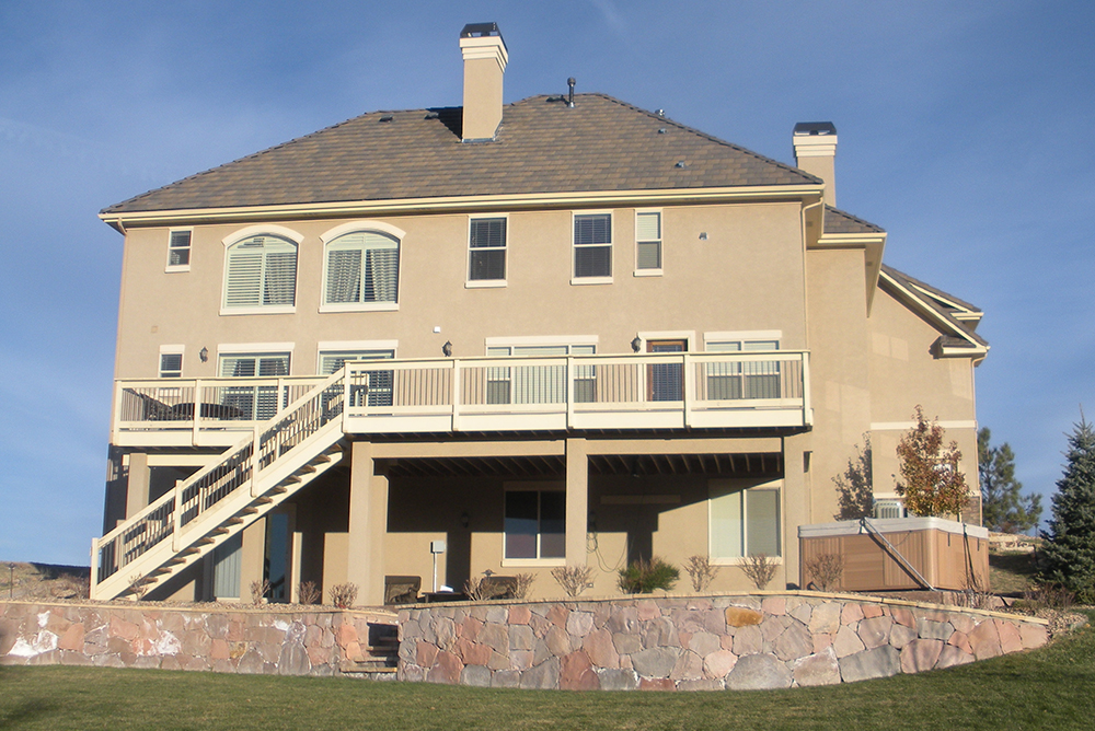 Parker Deck Builder - Covered Deck with fireplace - Built-in Grill - BEFORE