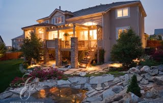 Broomfield Masterpiece Covered Deck with Pergola, Trellis, Grill Buffet. Outdoor Living