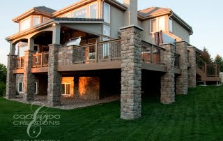 Stone Pillar Wrap-Around Deck with Hot Tub and Firepit - Aurora Colorado