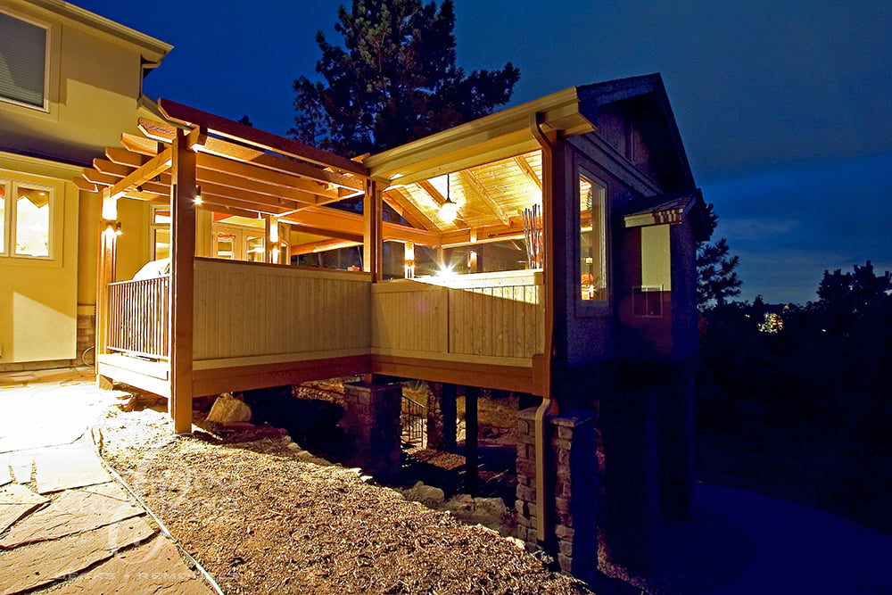 Four-Season Rustic Covered Deck with Outdoor Living Areas – Parker