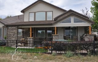 Highlands Ranch Covered Patio with Corner Fireplace and Outdoor Kitchen