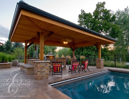 Cherry Hills Poolside Covered Patio with Bar and Fire Pit