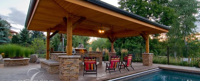 Cherry Hills Village Poolside Covered Patio - Grill and Bar Seating