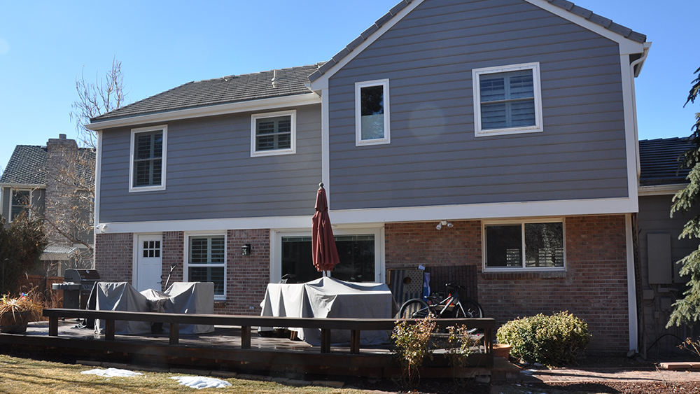 Highlands Ranch Covered Patio - Outdoor TV, Fireplace and Outdoor Kitchen - BEFORE