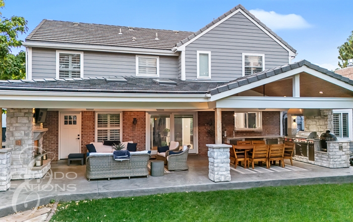 Highlands Ranch Covered Patio - Outdoor TV, Fireplace and Outdoor Kitchen