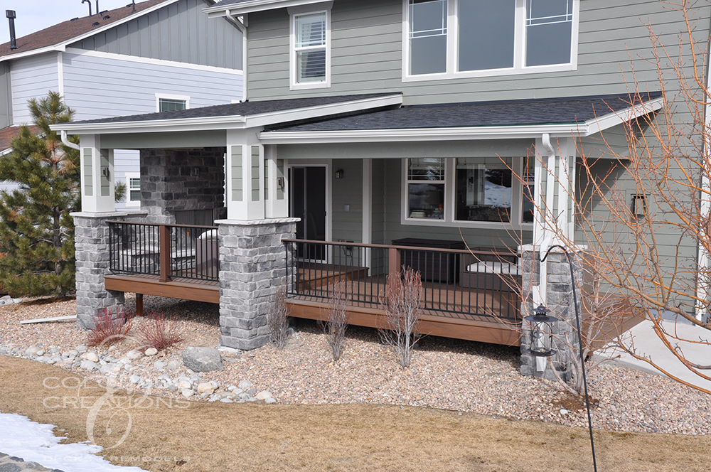 Castle Rock Deck Contractor - Covered Deck with Fireplace