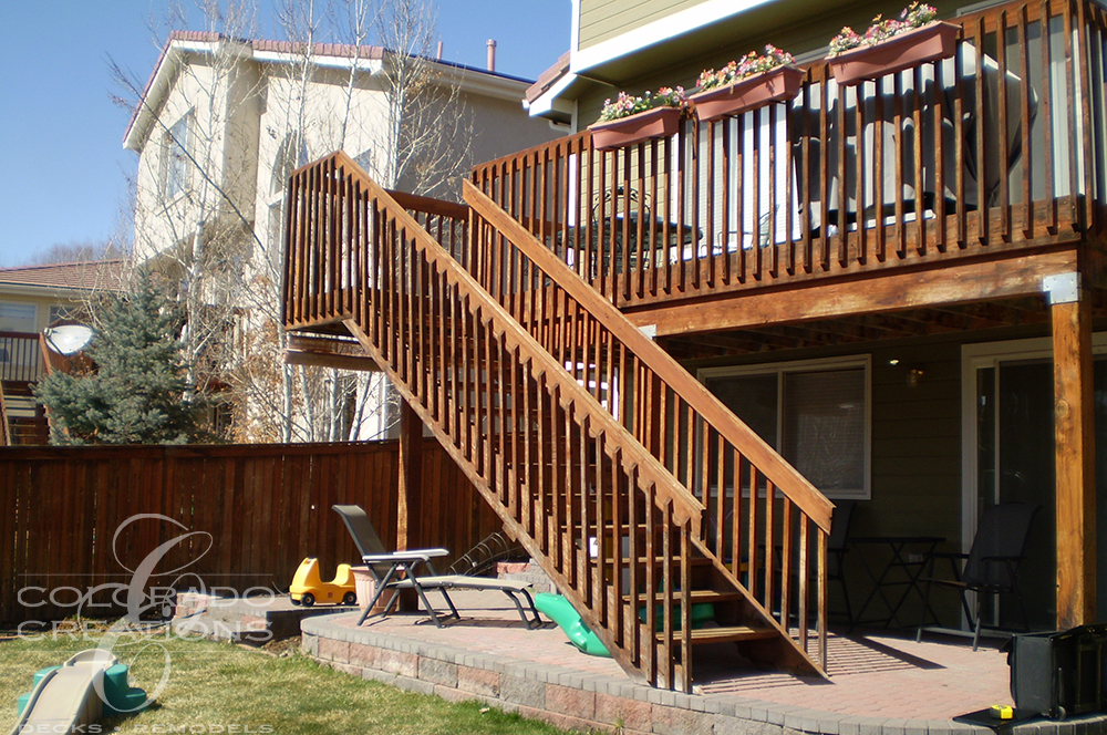 Highlands Ranch Covered Deck Switchback Staircase - BEFORE