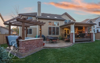 Lonetree Covered Deck, stamped patio, pergola and hot tub - High-End Luxury Outdoor Living!
