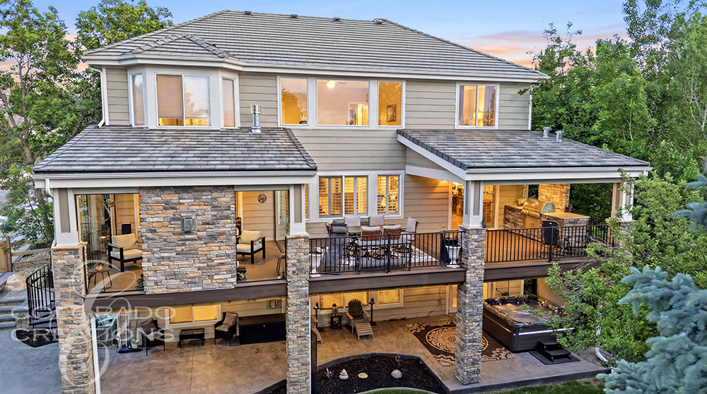 Castle Rock Outdoor Living Room with Fireplace and TV